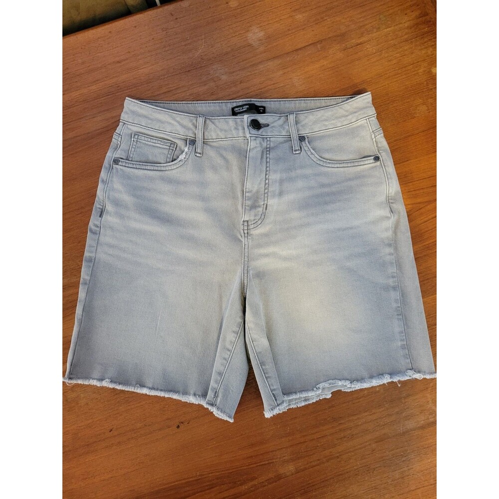 Simply Vera Wang Shorts Mid Rise Size 10 Light Gray Mom Jean Cut Off Distress
